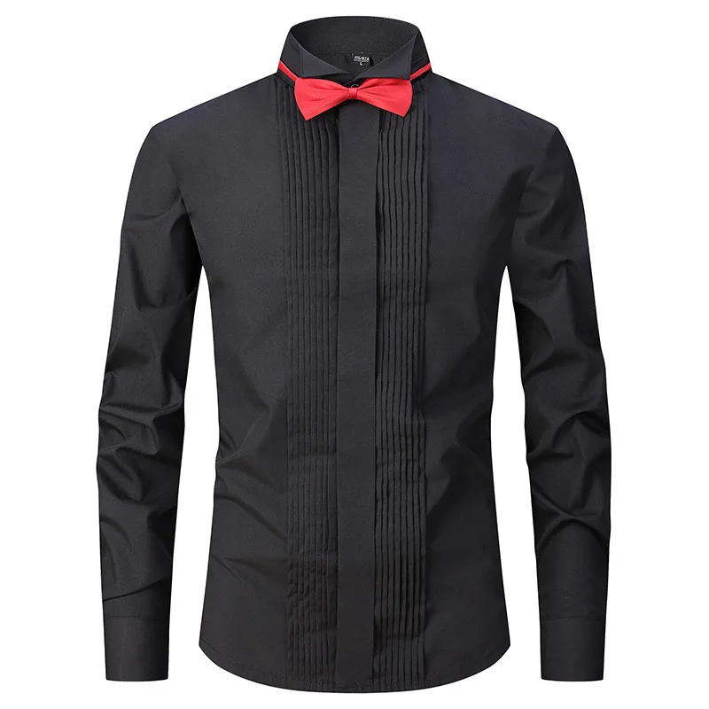 Men\'s long sleeve shirt 6XL evening dress British style dovetail solid color dress shirt spring summer slim high quality