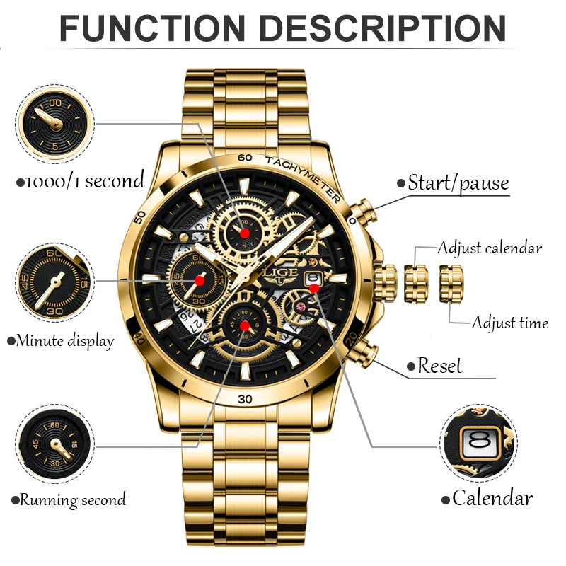 LIGE-Montre à quartz chronographe étanche pour femme, montre de sport pour femme, marque de luxe, mode créative, nouveau, 2023