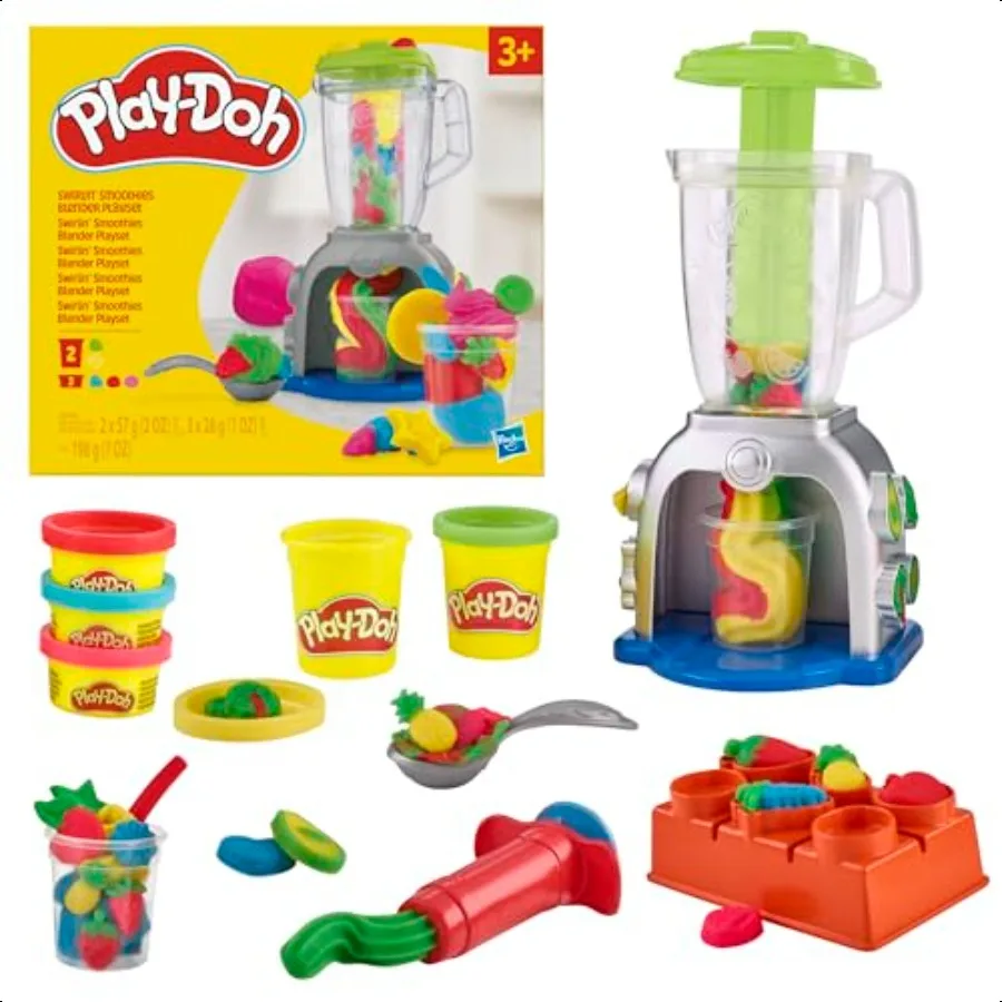 

Play Doh Swirlin' Smoothies Toy Blender Playset Play Kitchen Appliances Arts and Crafts Toys for 3 Year Old Girls and Boys and