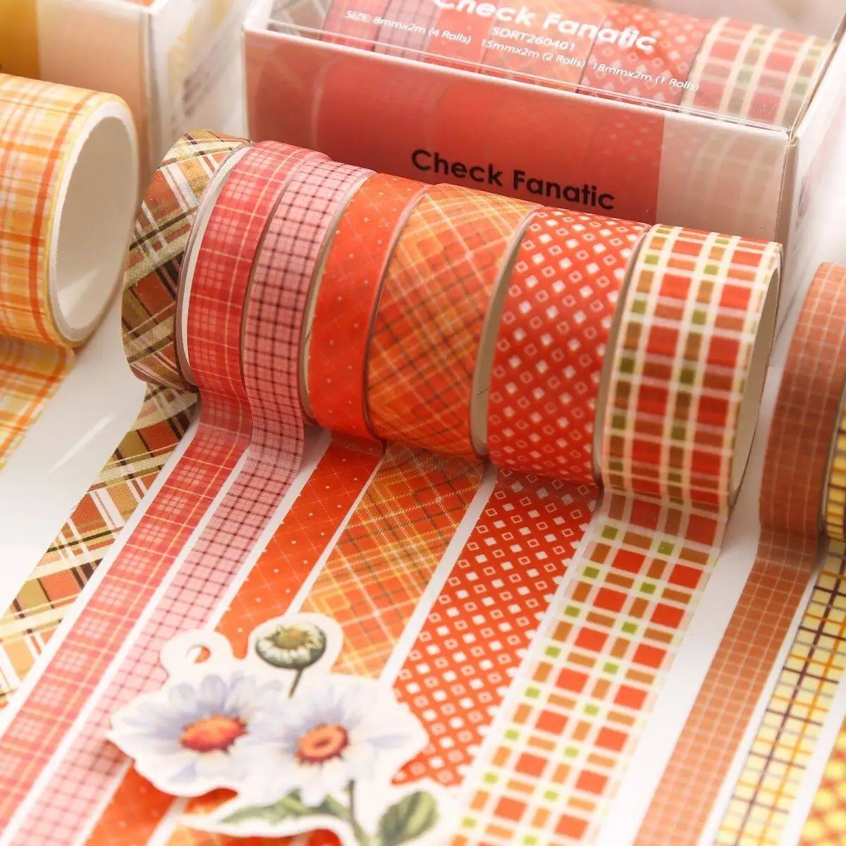 Grid-Themed Tape Set, 6 Rolls, Ins-Style Colorful Grid Tape, Salt-Style Journal Collage Material