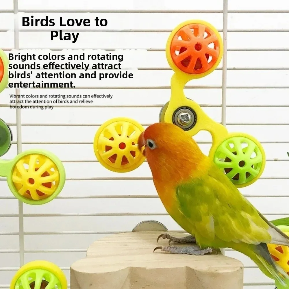 Parrot Rotating Windmill Interactive Chew Toy Bird Cage Toy Mental Exercise Entertainment Accessory for All Pet Parrots