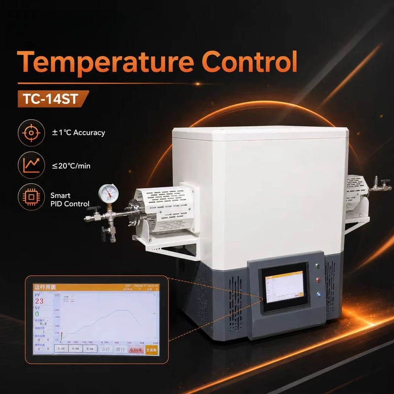 Programmable Digital Sintering Laboratory Vacuum Tube Furnace 1400C, With Quartz Tube, 1°C Precision Control And Safety