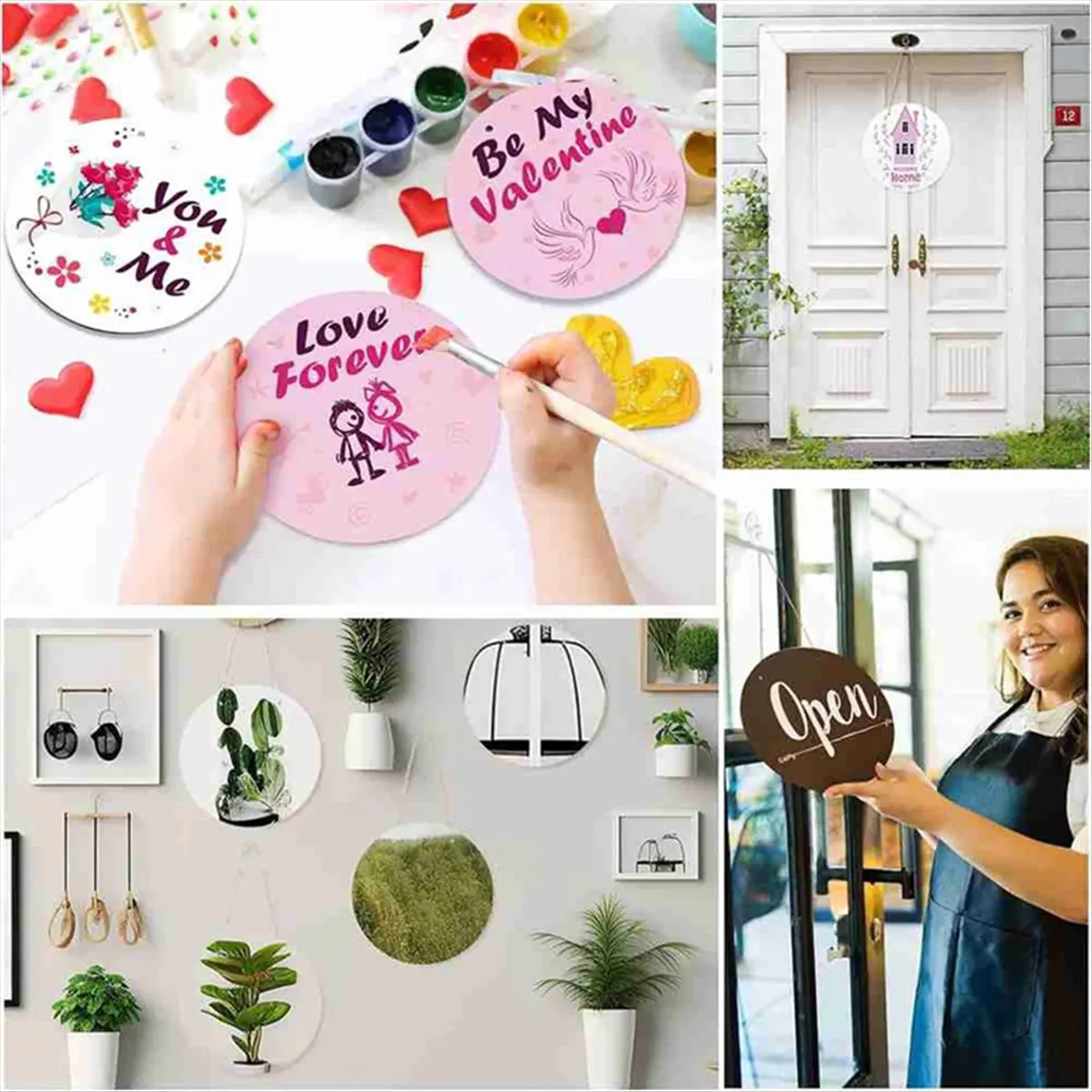 2026 NEW 5 Pcs 10in Round Sublimation Door Hanger Blanks White Hardboard MDF Blanks Wall Hanging for Heat Press Machine Printing