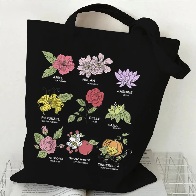 Myosotis Alpestris Canvas Tote Bag for Women “Forget Me Not” Handbag Aesthetics Flower Shopper Bags Female Bohemia Shoulder Bag