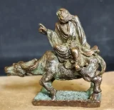 

Old Bronze Laozi Riding Ox Statue, to Exit the Pass, Moral Heavenly Honor, Office Decoration, Crafts Display