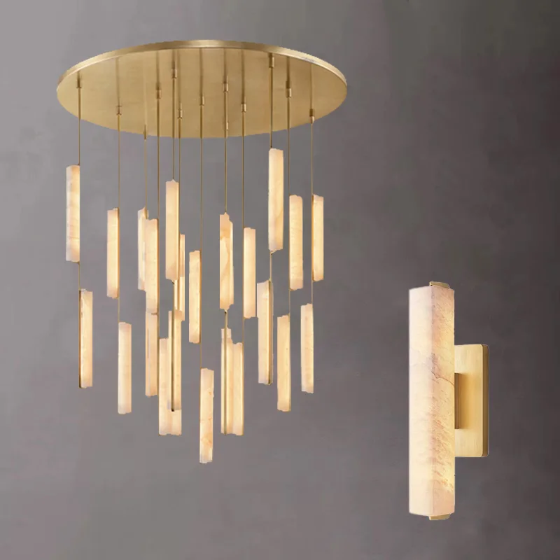 American Style Spanish Imported Marble Lamp Brass Black Bronze Finish Lustre 3 Color Dimmable