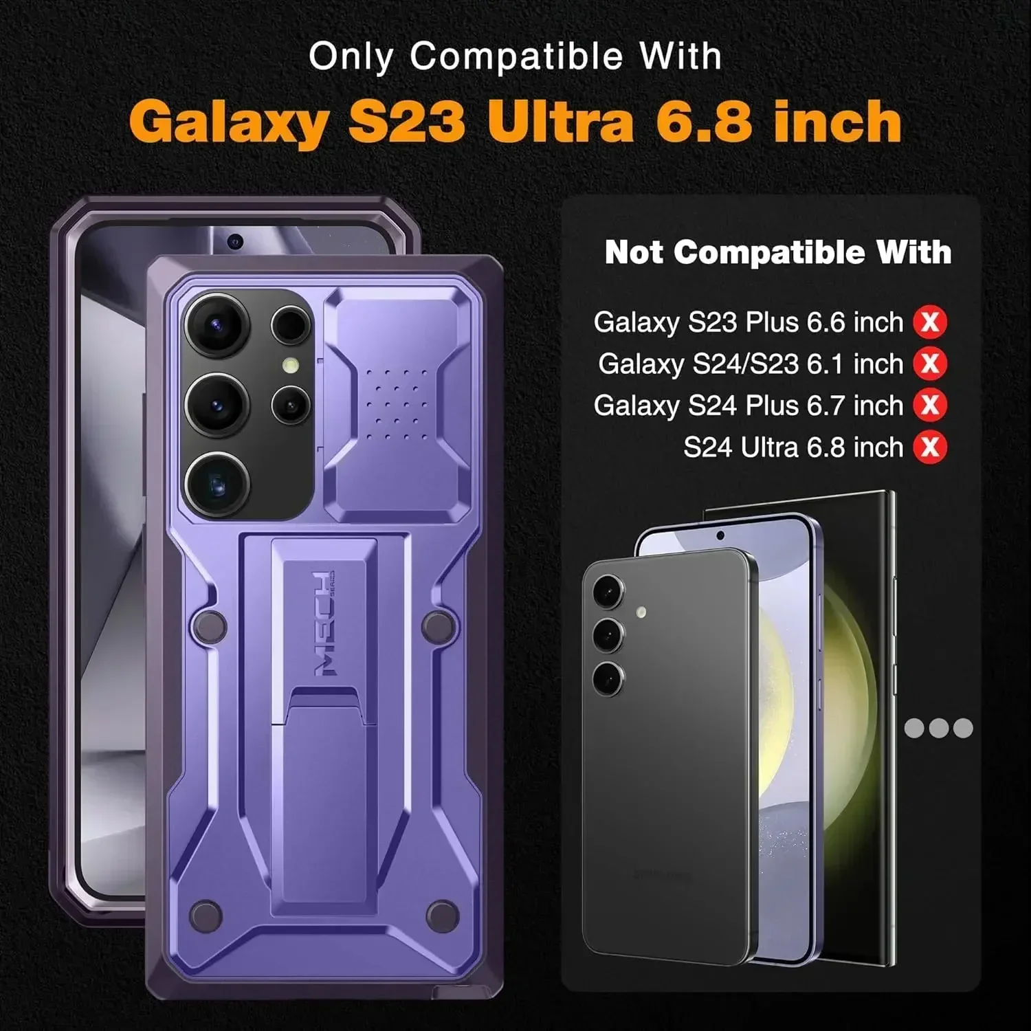 For Samsung Galaxy S23 Ultra S24 Phone Case with Kickstand Slide Camera Cover Screen Protector Military Grade Shockproof Cases