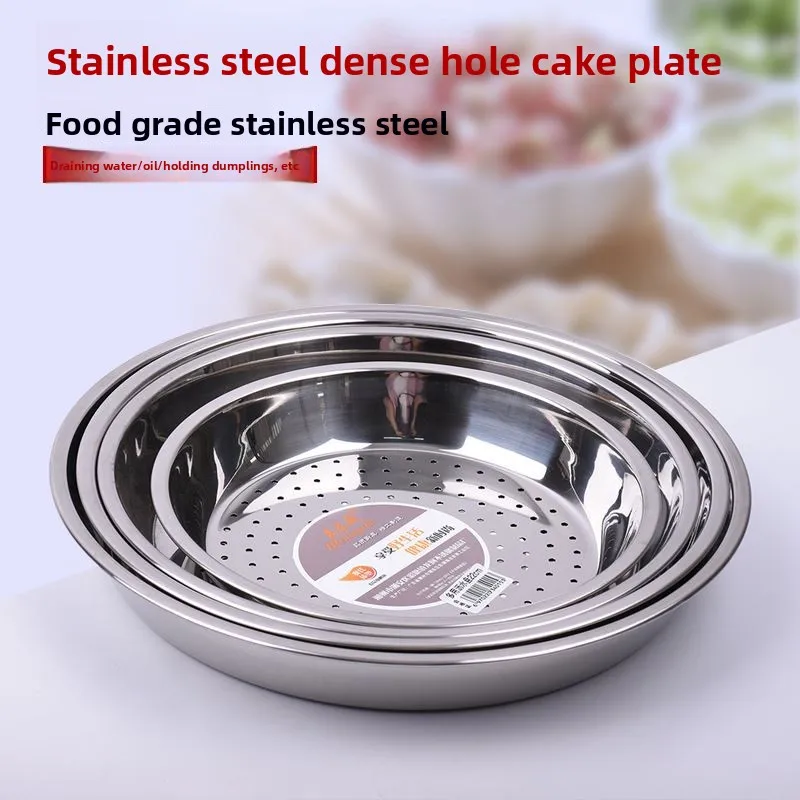Thiened Bot Di redondo de acero inoxidable, bandeja para pastel de arroz picado de uso comercial, drenaje de agua para adultos, Sle chino