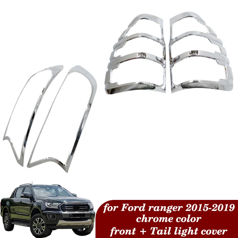 

Rear Taillight Guard cover + Front light cover 4 Pair for Ford Ranger 2015-2019 ABS Plastic Auto Parts sticke