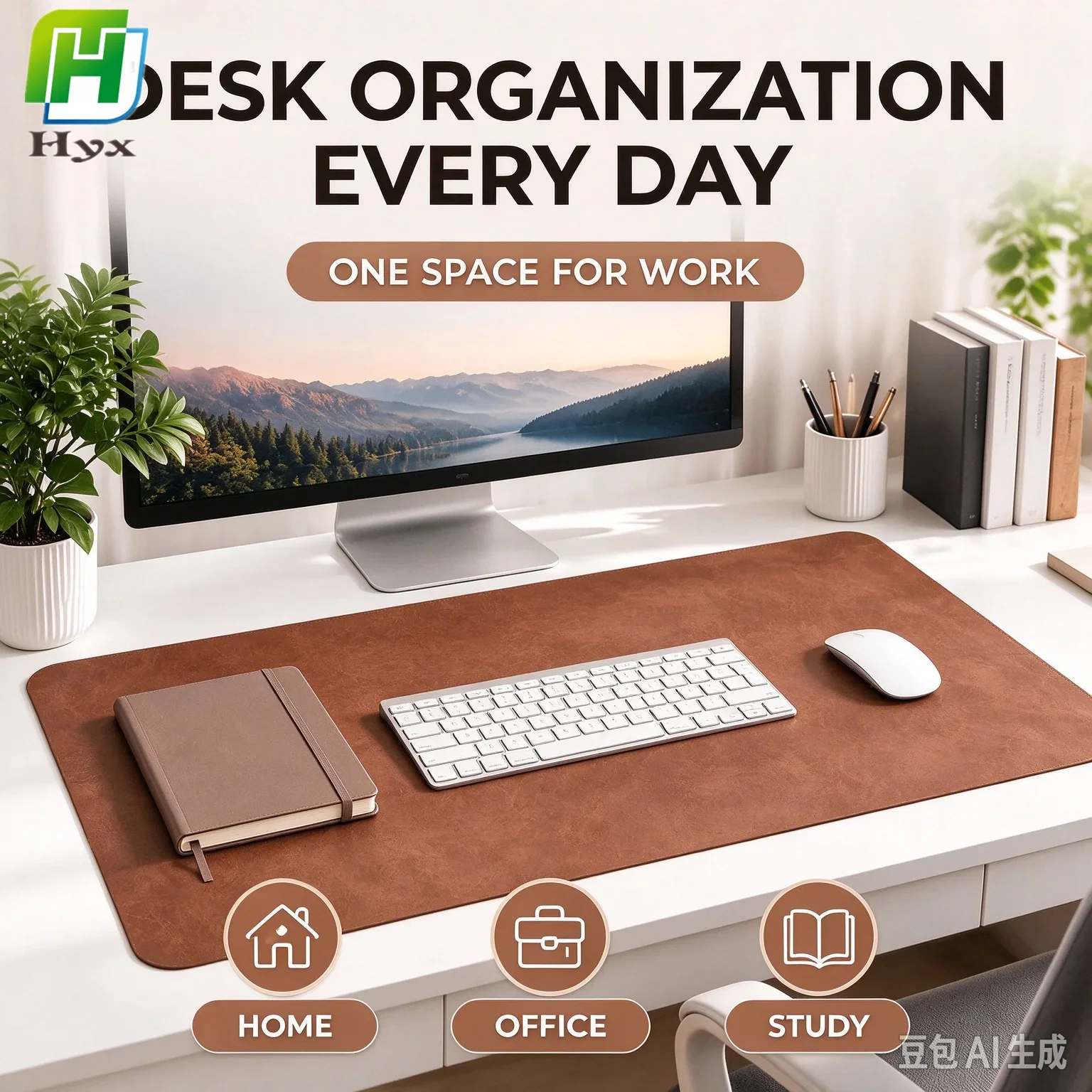 Vintage Cowhide Pattern PU Double-sided Desk Mat, Stain Resistant Computer Mouse Pad for Office Gaming, Multiple Sizes 60-100cm