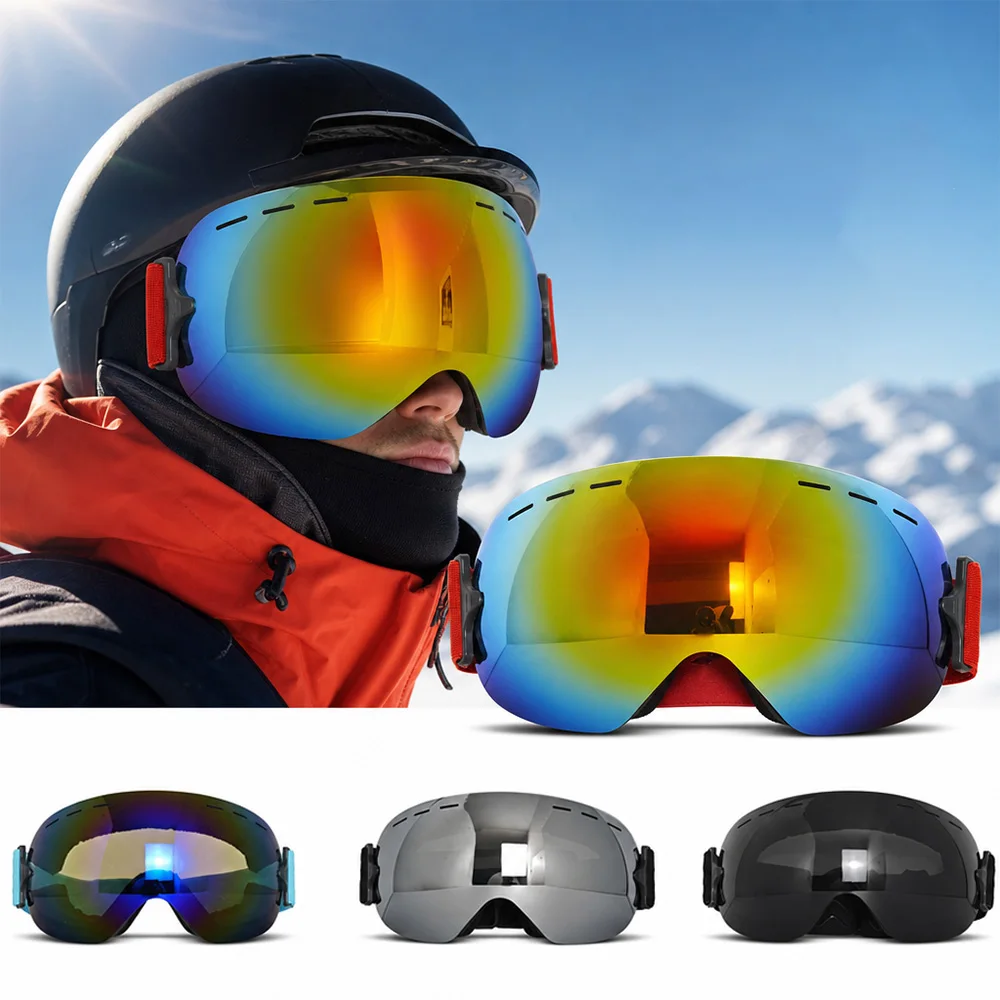 Portable Downhill Ski Goggles Shockproof Windproof, Scratch Resistant Eyewear for Cold Snowfield Winter Skiing