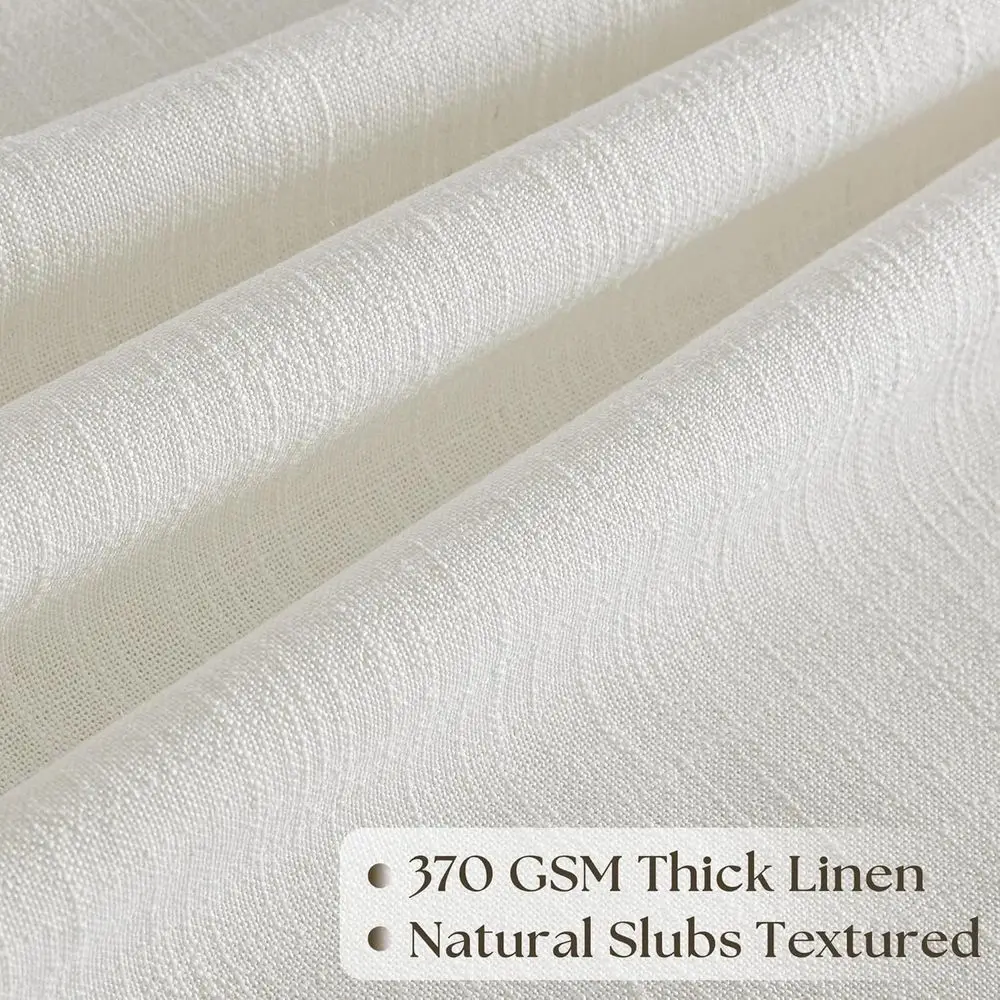 Extra Wide Ivory Linen Pinch Pleat Curtains, 84 Length, 70 Wide for Living Room, Sliding Door, with Memory Pleat Hooks, 1 Panel