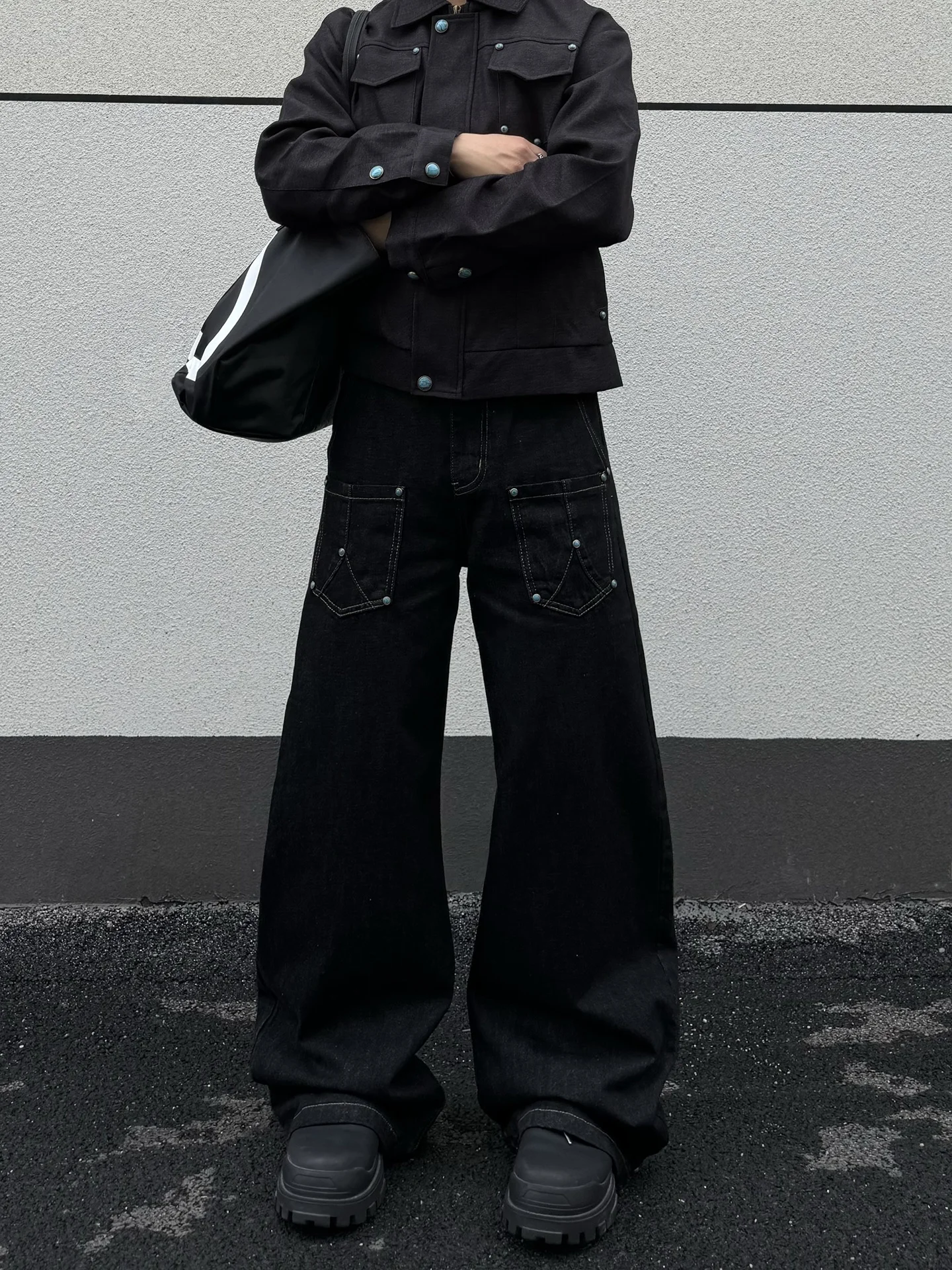 

Мужские джинсы Cleanfit Straight Leg Loose Wide Leg в американском ретро-стиле, бирюзовые, оригинальные, с эффектом потертости, молодежные, повседневные, из хлопка