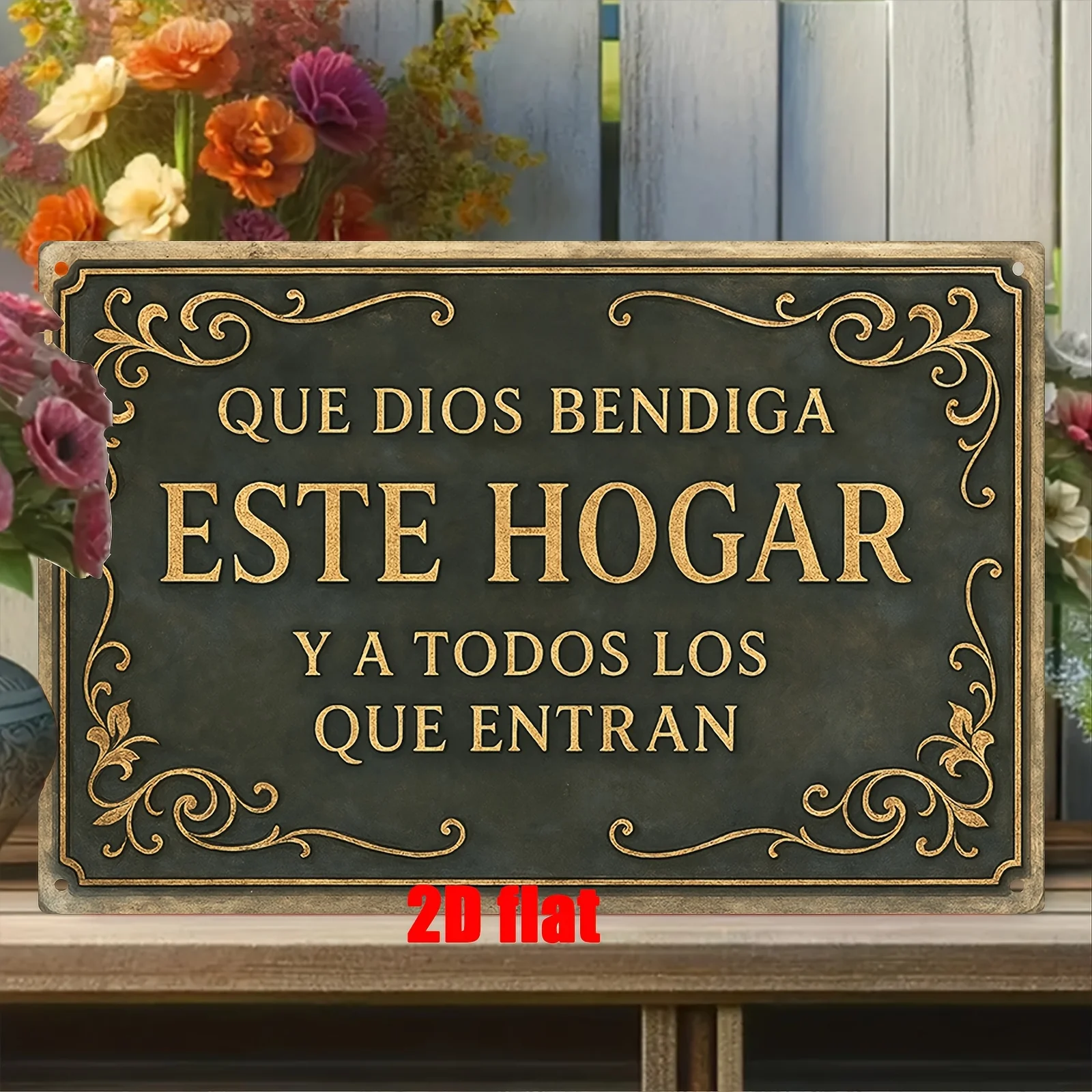 CIFBUY Vintage Spanish God Bless This Home Aluminum Wall Art Waterproof Metal Sign for Bedroom Living Room Prayer Room Decor