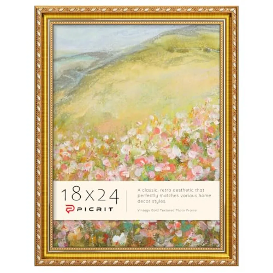 

18x24 Poster Frame Vintage Photo Frames with Backboard Retro Ornate 18 x 24 Picture Frame for Horizontal or Vertical Wall Mount