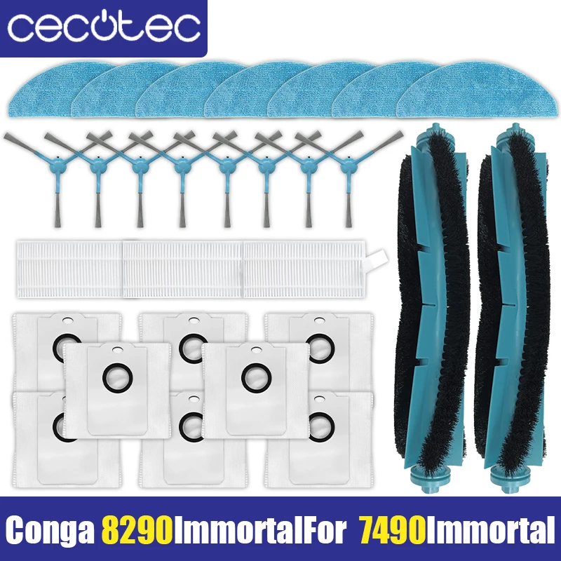 Main Side Brush HEPA Filter Mops For Cecotec Conga 7490 Immortal / 8290 Immortal Vacuum Cleaner Accessories