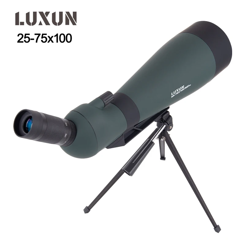 LUXUN Monocular 25-75x100 Spotting Scope Telescope Bak4 Long Distance FMC Waterproof Camping Equipment for Outdoor Birdwatching