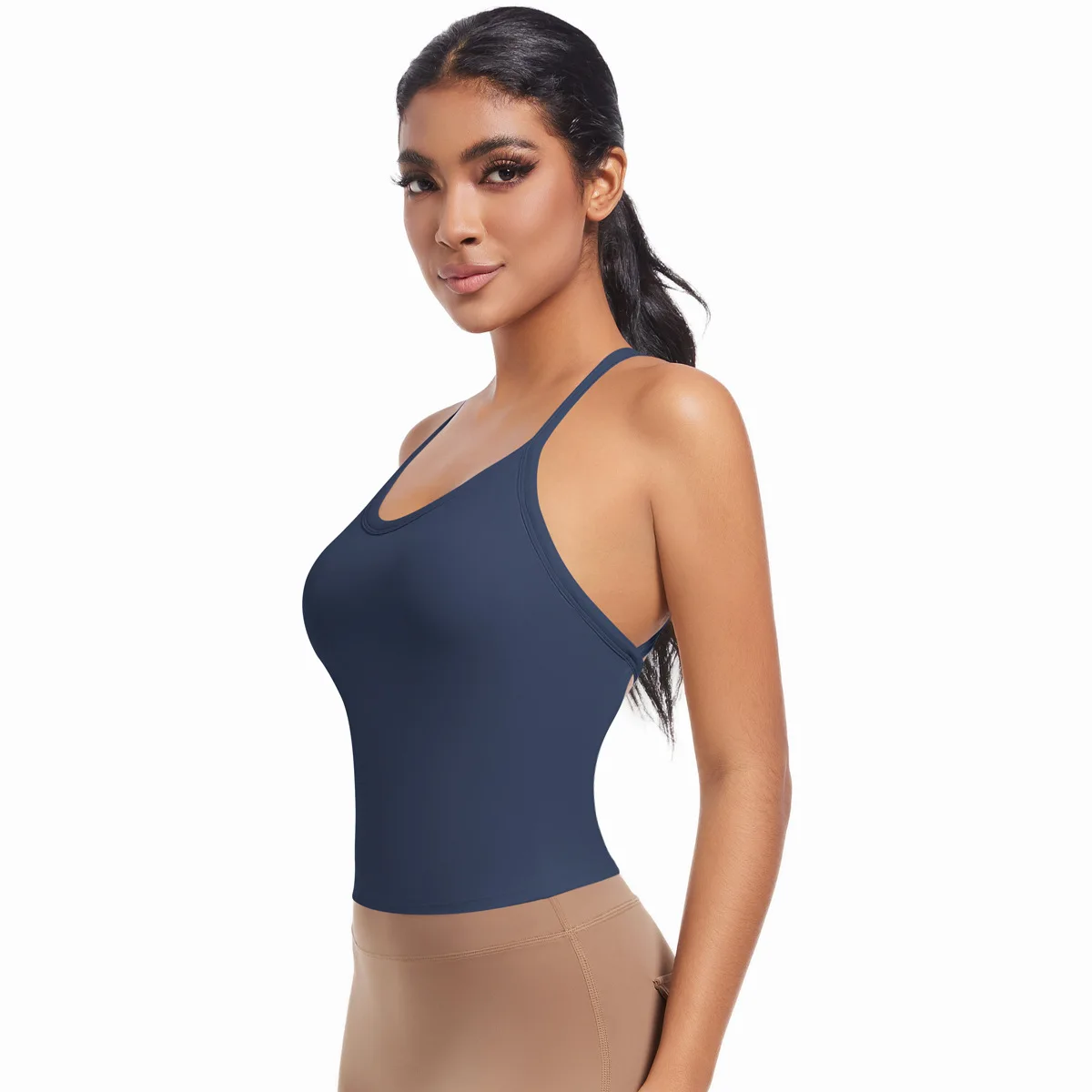 اليوغا الصدرية الصلبة المرأة اللون النايلون اليوغا الصدرية كروس الظهر ملابس داخلية رياضية امتصاص الصدمات عبر الكتف الأشرطة مثير سترة يوجا