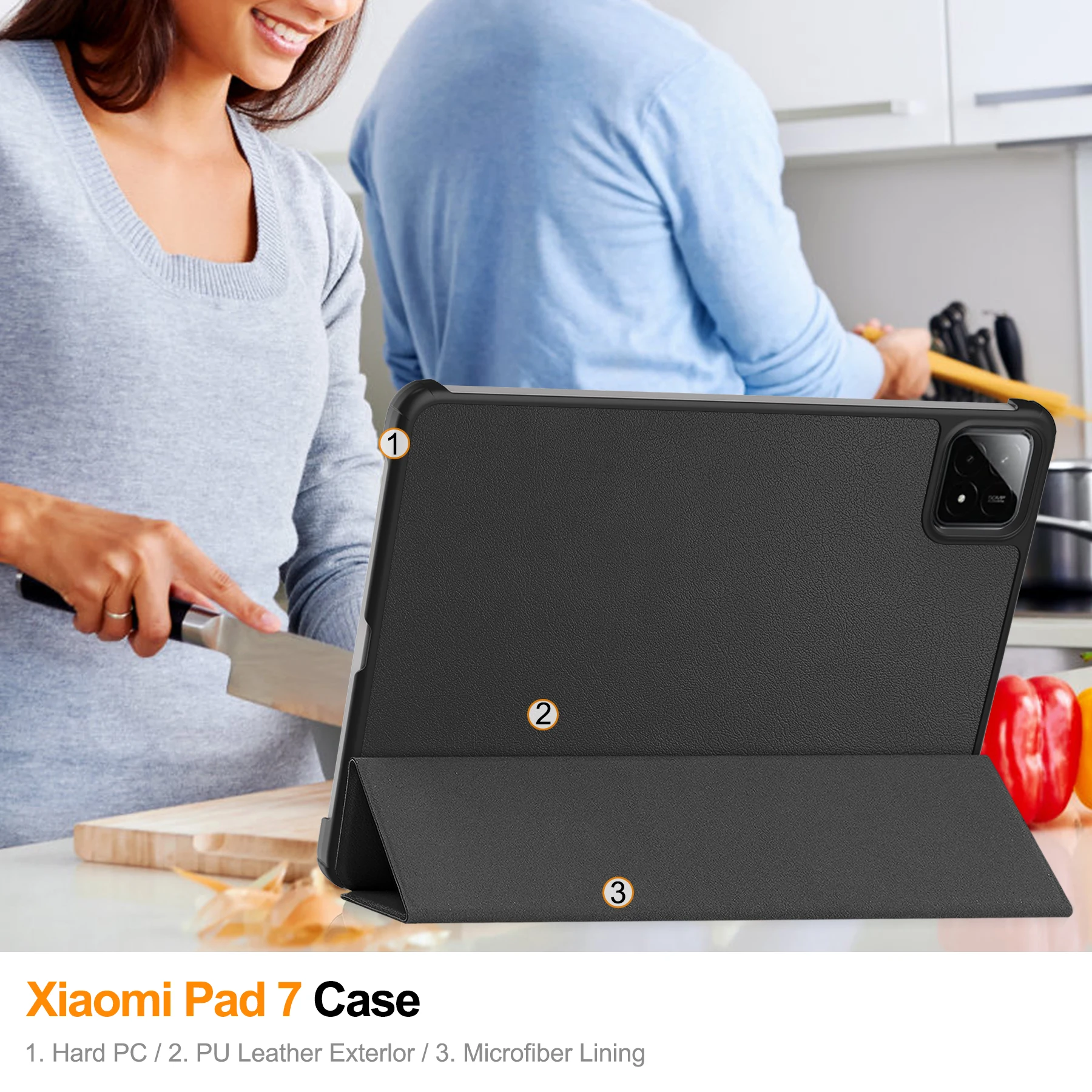 

Кожаный чехол для Xiaomi Pad 7 Pad 7 Pro, 11,2 дюйма, тройной кожаный чехол с магнитной подставкой, планшет Funda для Xiaomi Pad 7 7Pro 2024, чехол