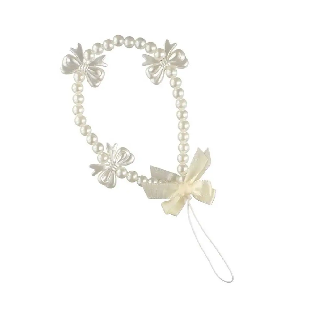 

Cartoon Pearl Bow Acrylic Beaded Phone Lanyard Hanging Rope Wrist Hand Lanyard Mobile Phone Straps Phone Charm Hand Strap