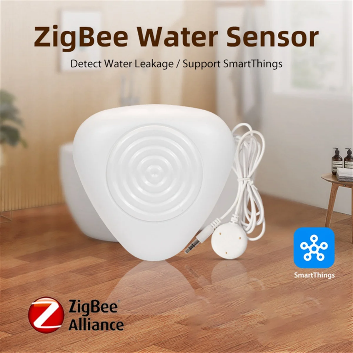 Tuya Zigbee Water Level Sensor Smart Water Leakage Alarm Detector Overflow Security Protection SmartThings Tuya EWeLink