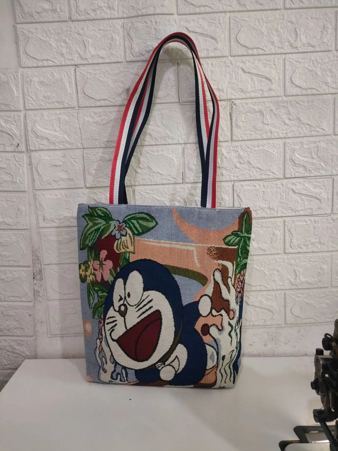 2022 New Canvas Reversible Embroidered Tote Bag Trendy Mickey And Winnie the Pooh One Shoulder Bags Casual Cute Print Handbags