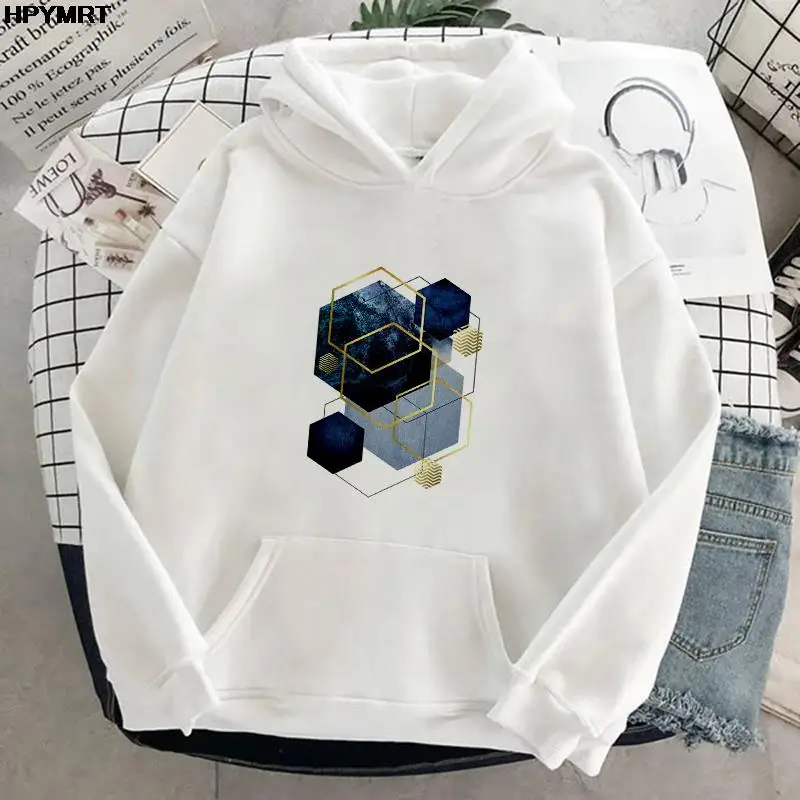 

Spring hipster Sweatshirt Geometry Printed Solid Kawaii Hoodies For Women Top Clothes Hoody Female Women's Hoodies Full Sleeve