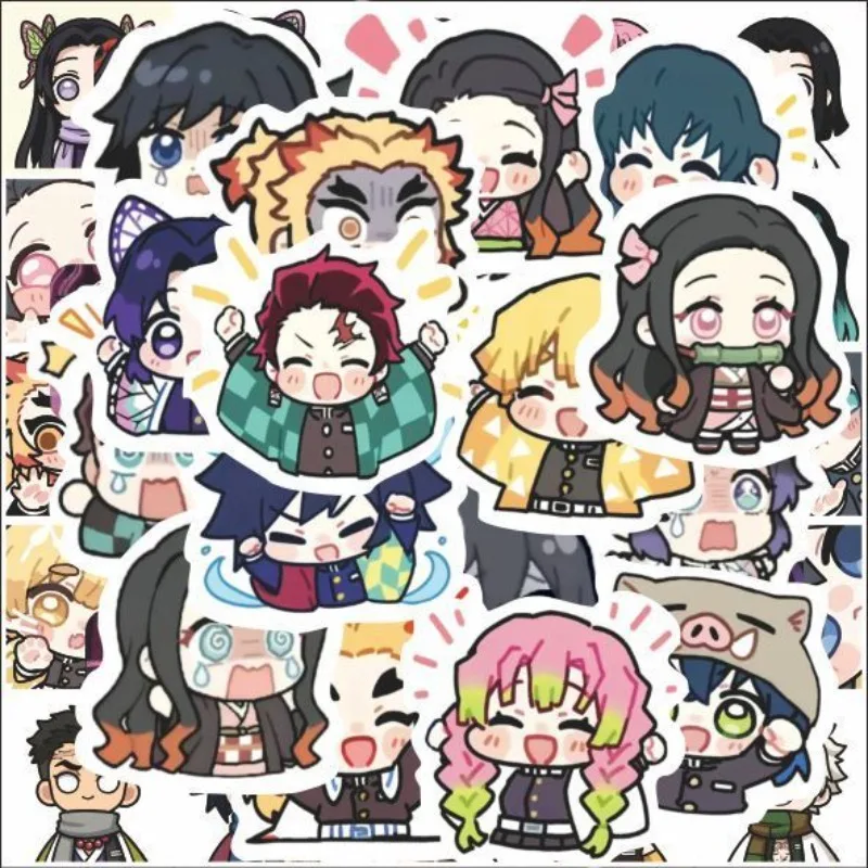 

Demon Slayer: Kimetsu No Yaiba Sticker Kamado Tanjiro Kamado Nezuko Cute Cartoon Q Version Diy Cup Desktop Decoration 50 Sheets