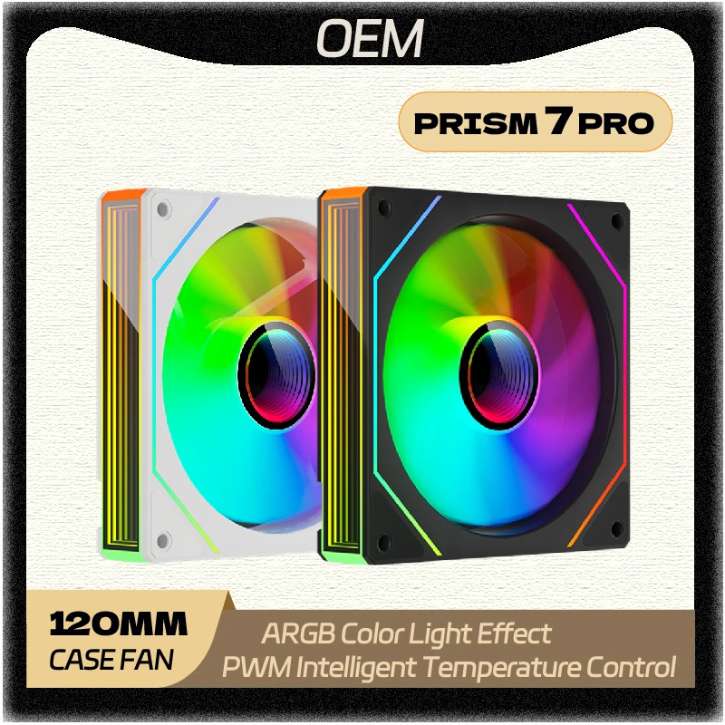 

OEMPRISM 7PRO ARGB Компьютерный вентилятор 120 мм 5 В 3PIN 4PIN ШИМ 12 В В Вентилятор охлаждения с большим объемом воздуха