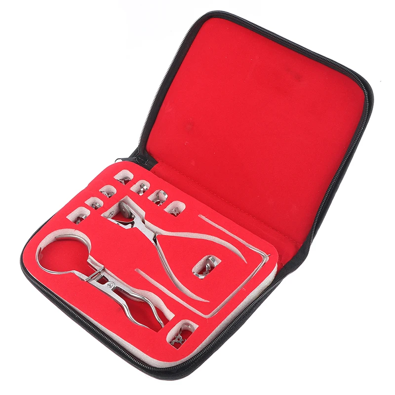 Dentistry Dam Hole Puncher Set With Leather Bag Pliers For Dentist Perforator Rubber Orthodontic Dental Tools Dam Clip