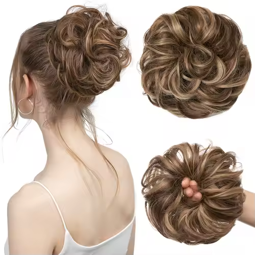 Synthetic Messy Hair Bun Extensions Big Curly Elastic Hair Scrunchies Hairpieces Chignon Donut Updo Hair Pieces for Women - Image 31