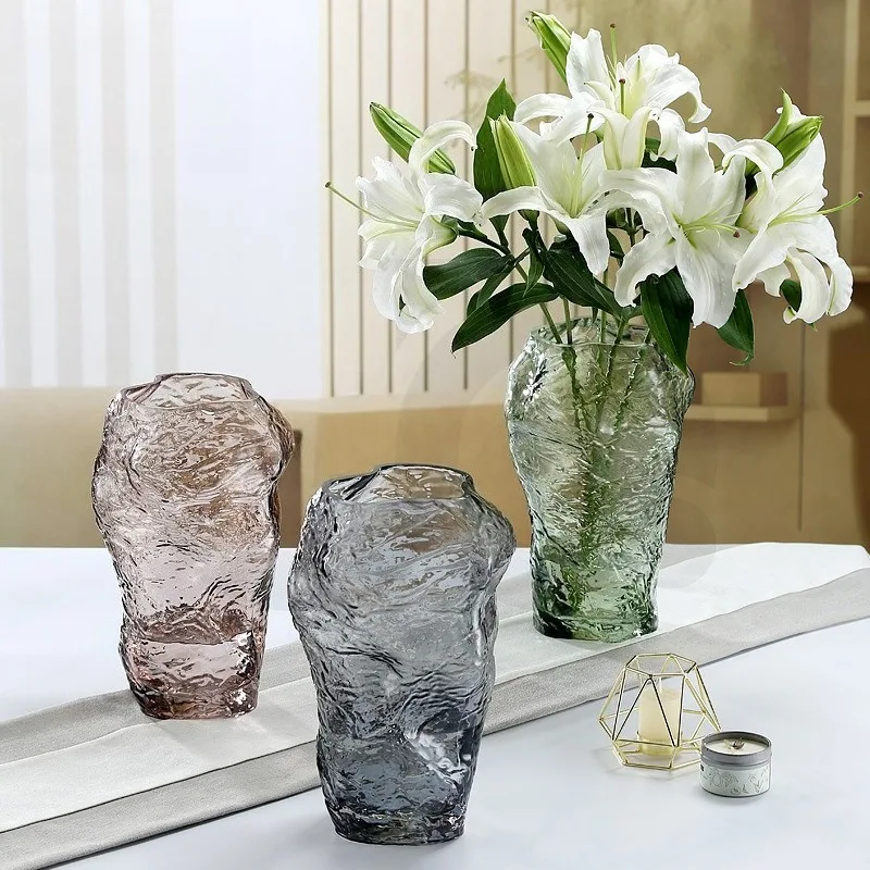 Irregular Decorative Glass Vase Living Room Desktop Estantes Para Plantas تحف كبيره للمنزل В Скандинавском Стиле Floreros Altos