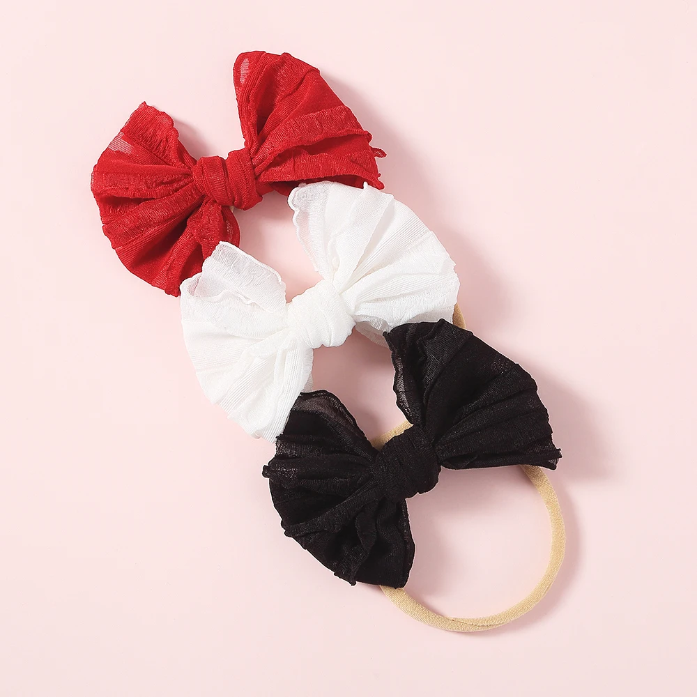 Bow Hair Bands ForBaby Girl Cute Newborn Solid Color Headband For Kid Elastic Turban Soft Nylon Children Hair Accessories