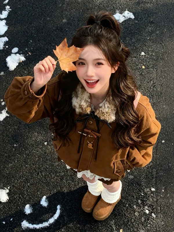 

Ретро-комплект из хлопковой куртки и юбки: модный, индивидуальный, зимний, дышащий, комфортный.