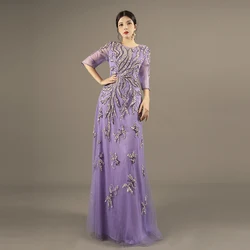 Chic and Elegant Mother Evening Dress Wedding Guest Mermaid Gown Handmade Beaded Embroidery Dresses 2024 Formal  فساتين سهرة