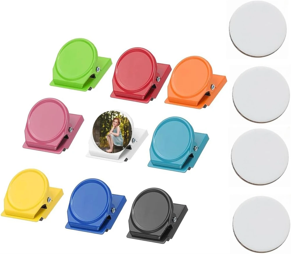 45 Pcs Sublimation Blank Magnetic Metal Chip Clips with Sublimation Parts Fridge Magnets Refrigerator Whiteboard Locker Magnets