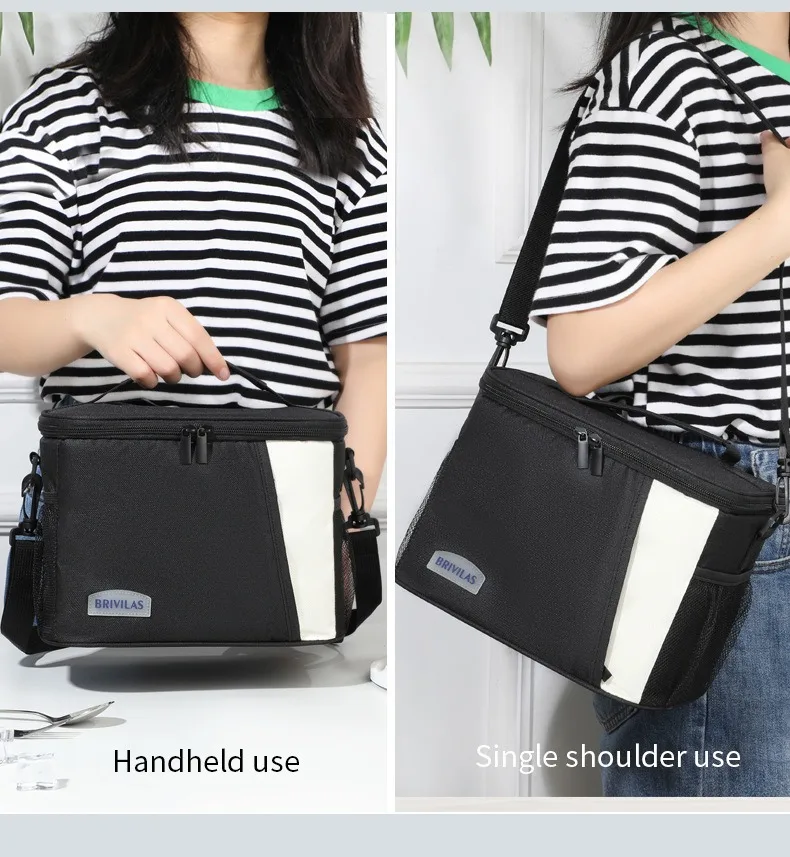 Ein Muss im Winter! Dopamin-Farbige Picknick-Kühltasche, Diagonal über die Schulter, Quadratische Lunchtasche, Tragbar für unterwegs, Verdickte Aluminiumfolie – Detail 10