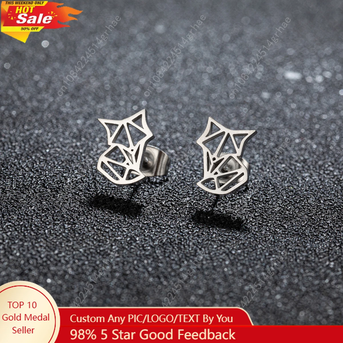 1 زوج جديد وصول الفولاذ المقاوم للصدأ لطيف الثعلب الأذن ترصيع الإبداعية الأزياء اوريغامي الحيوان أقراط للنساء مجوهرات صديقة هدية