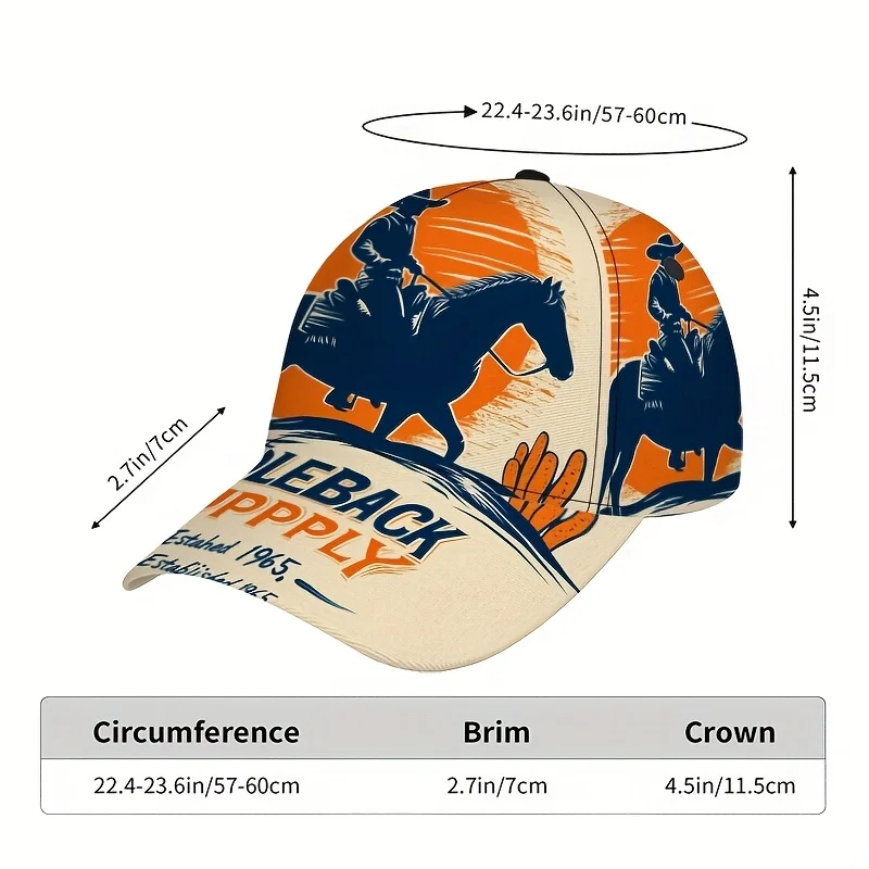 Customization 1pc Cowboy Sunset Ride Print Classic Baseball Cap - Lightweight Adjustable Duckbill Hat, Perfect For Casual Outing