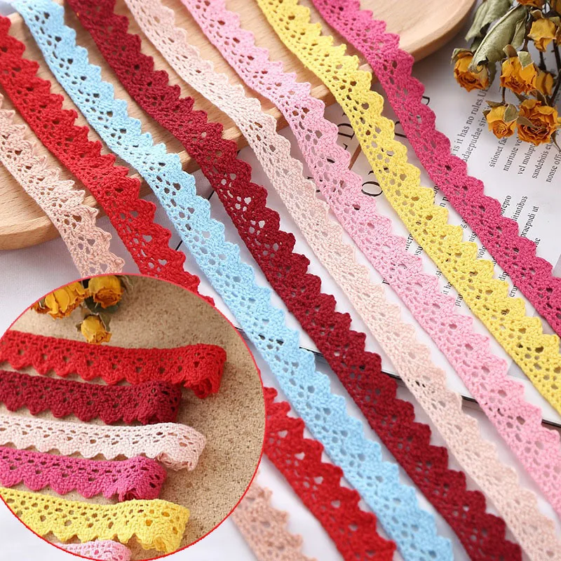 2/5/10 Meter 1,7 cm gehäkelte Baumwoll-Spitzenbänder, handgefertigt, DIY-Nähzubehör, Hochzeit, Weihnachten, Heimdekoration – Detail 1
