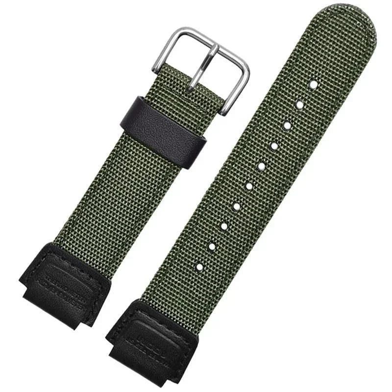 18mm Nylon+Leather Watch Band for AE-1200WH/SGW-300/400/AQ-S810W/S800W AEQ110W Bracelet Metal Buckle Wrist Band