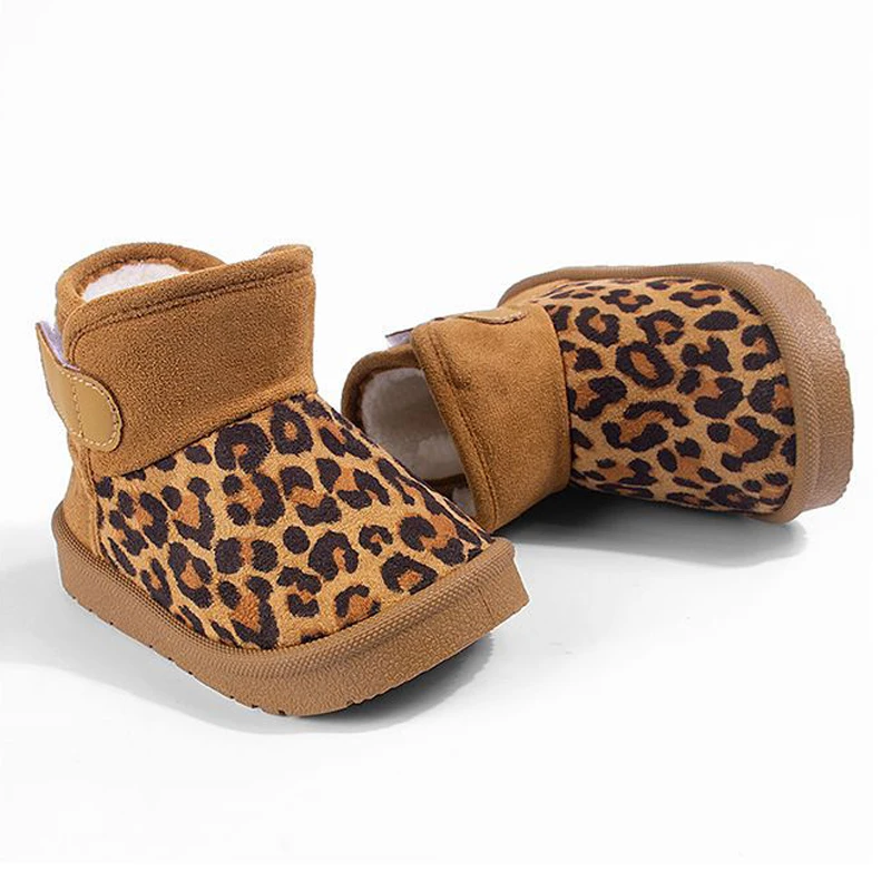 Kids Leopard Print Snow Boots Winter Boys Girls Warm Cotton-padded Shoes Soft Bottom Toddler Baby Children Boots CSH1708 view 5
