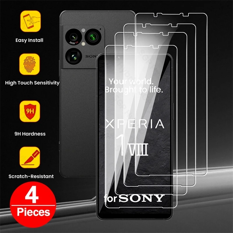 4 Stück gehärtetes Glas für Sony Xperia 1 VIII 1VIII 5G Schutzglas auf Xperia1 VIII Xperia1VIII 9H Displayschutzfolie
