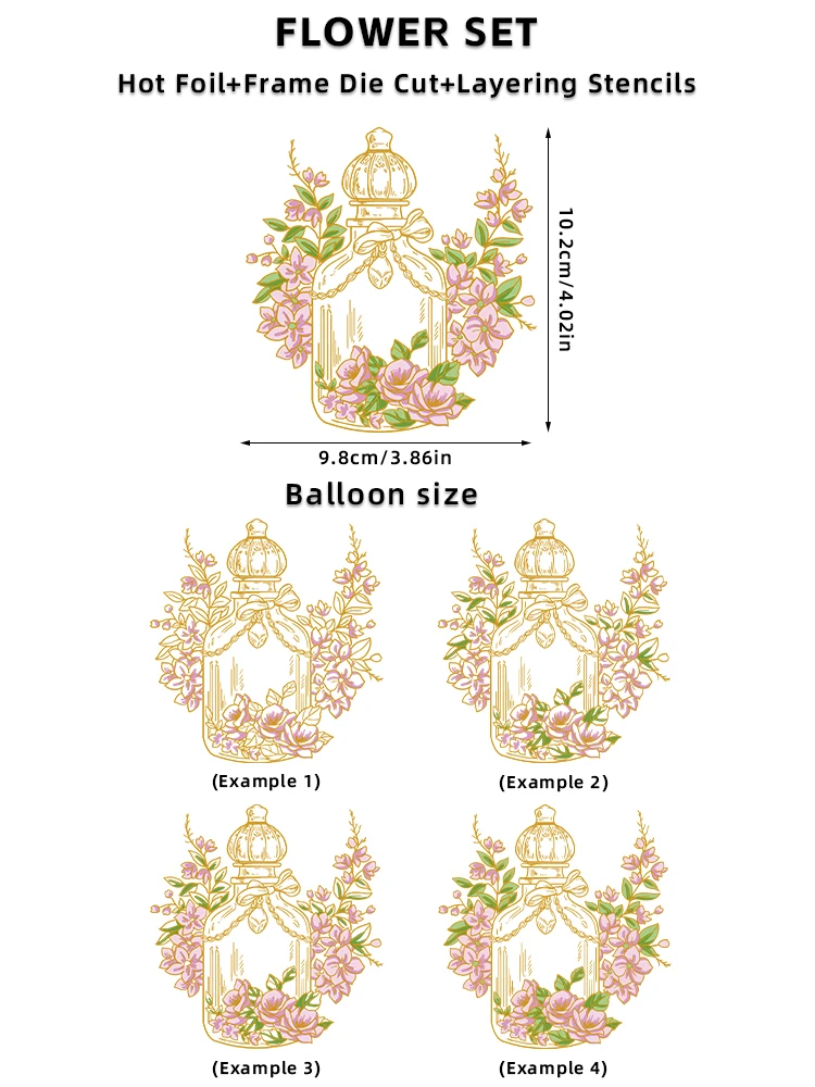 Mangocraft Perfume Bottle Flower Retro Metal Cutting Dies Clear Stamps Stencils HOT Foil Plate DIY Scrapbooking For Cards Albums view 6