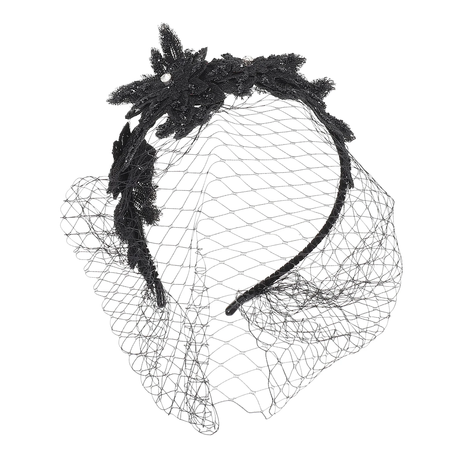 

Vintage Iron Lace Veil Headband Elegant Bridal Hair Accessory for Wedding Party Glamorous Headdress Woman Mesh Decor