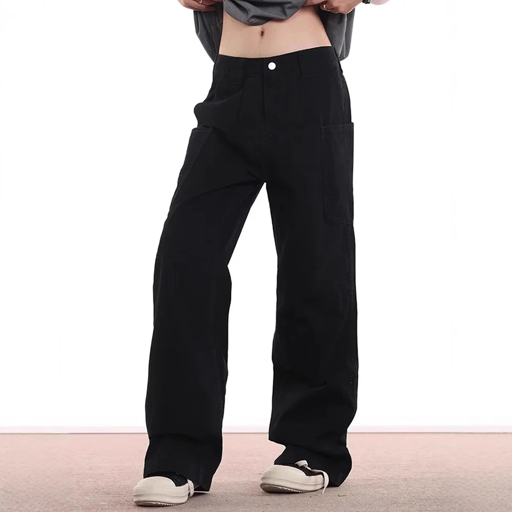 

Модные брендовые повседневные брюки American High Street для мужчин. Свободные прямые рабочие длинные брюки в стиле ретро на весну и осень.