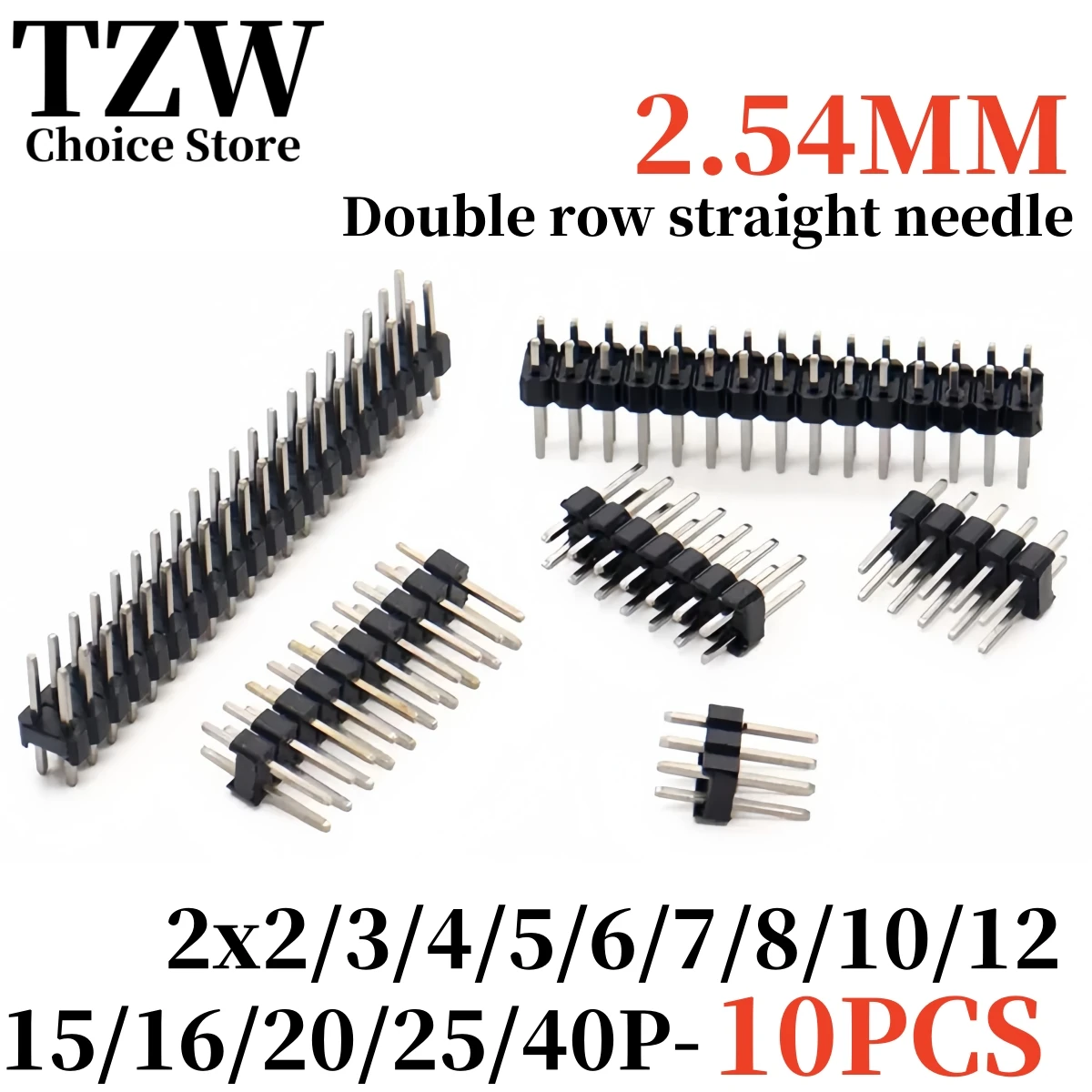 صف مزدوج ذكر تفكك لوحة PCB ، رأس دبوس ، شريط موصل ، 2x2 ، 3 ، 4 ، 6 ، 8 ، 10 ، 12 ، 15 ، 20 ، 40P ، سياردوينو-اردوينو