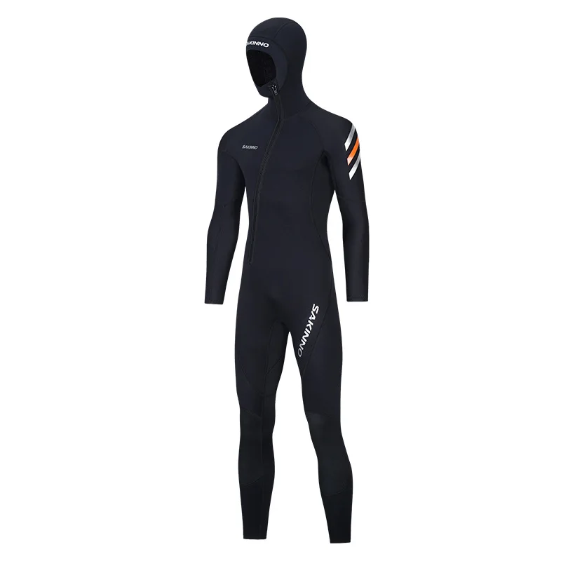 

Neoprene 2mm Hooded Front Zip Wetsuit One-piece Men Keep Warm Swimming Scuba Diving Bathing Suit Long Sleeve Triathlon Long