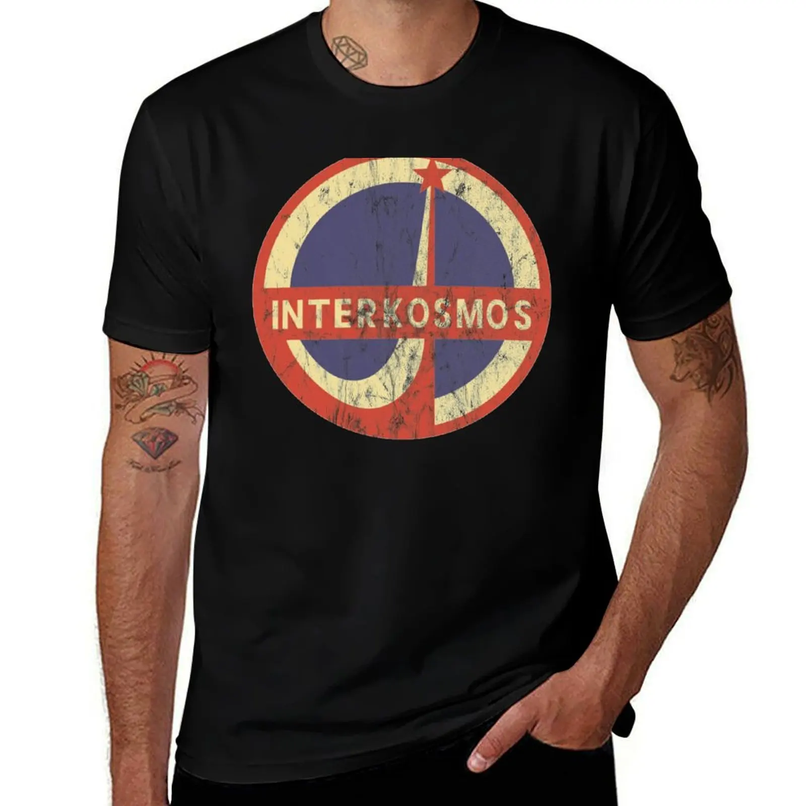 

Logo T-Shirt brand Space Interkosmos t cotton 100% shirts high Russian luxury Program tshirt man quality