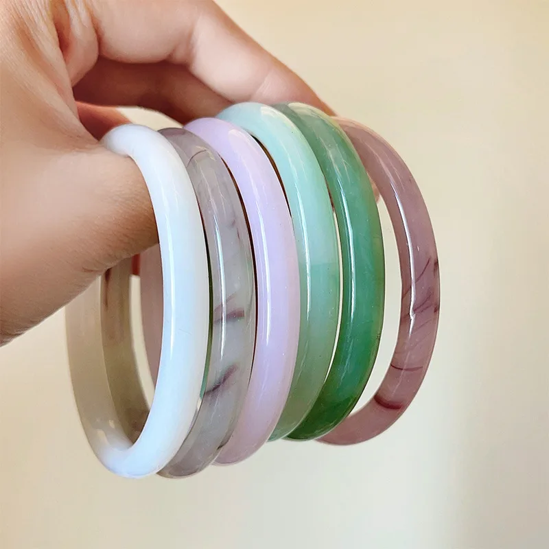 Natural Thin Bracelet Handcarved Agate Bangle Bracelets Women Glass Bangle Jade Jewelry Jadeite Jade Bangles Bracelet for Women